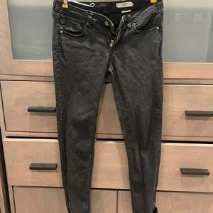 Black gray gold zipper skinny pants stretch